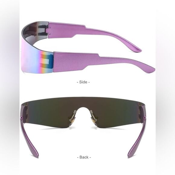 Futuristic Wrap Around Sunglasses Men Women Visor Cyber Glasses Monoblock Cyclop - Picture 3 of 3